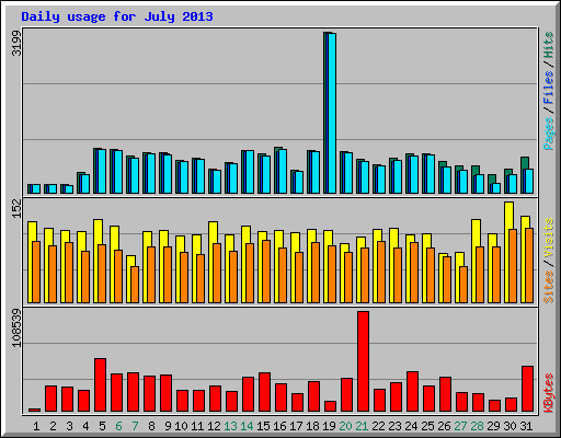 Daily usage for July 2013