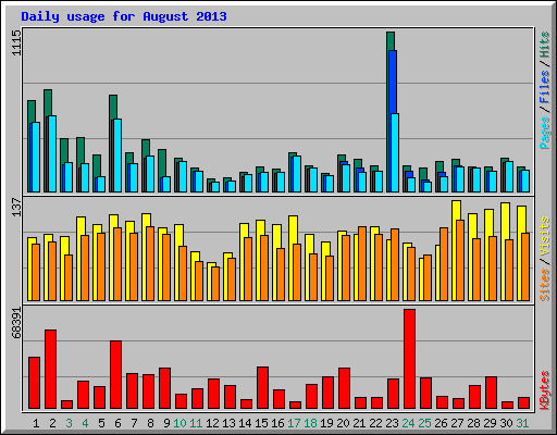 Daily usage for August 2013