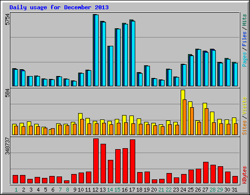 Daily usage for December 2013