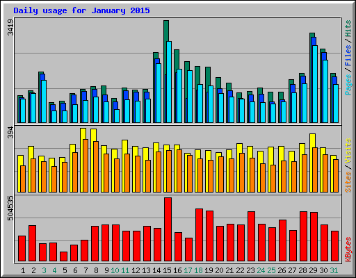 Daily usage for January 2015