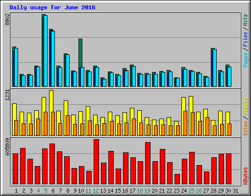 Daily usage for June 2016