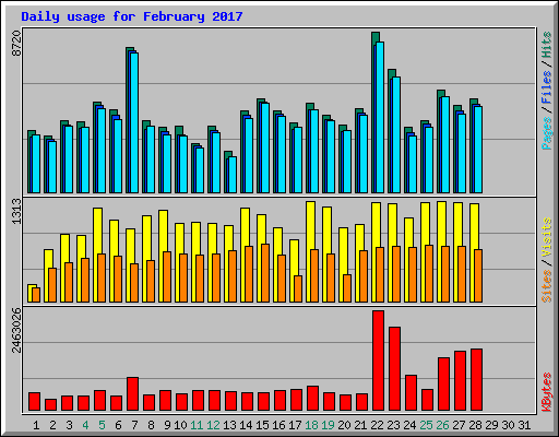 Daily usage for February 2017