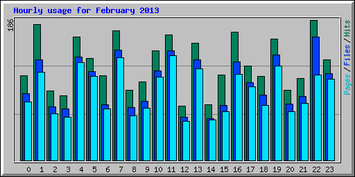 Hourly usage for February 2013