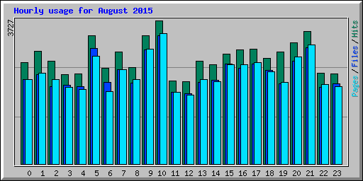 Hourly usage for August 2015