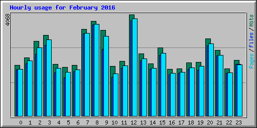 Hourly usage for February 2016