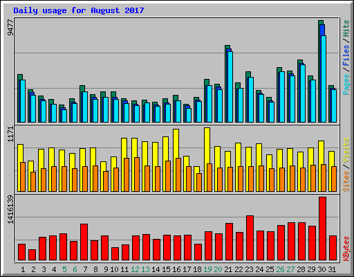 Daily usage for August 2017